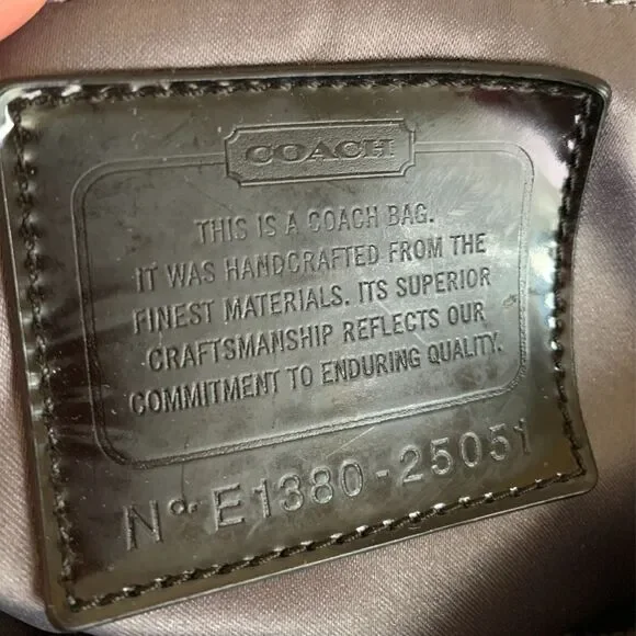 Coach Signature Jacquard Tote Bag Black Patent Leather Trim Shoulder Bag - Picture 5 of 12